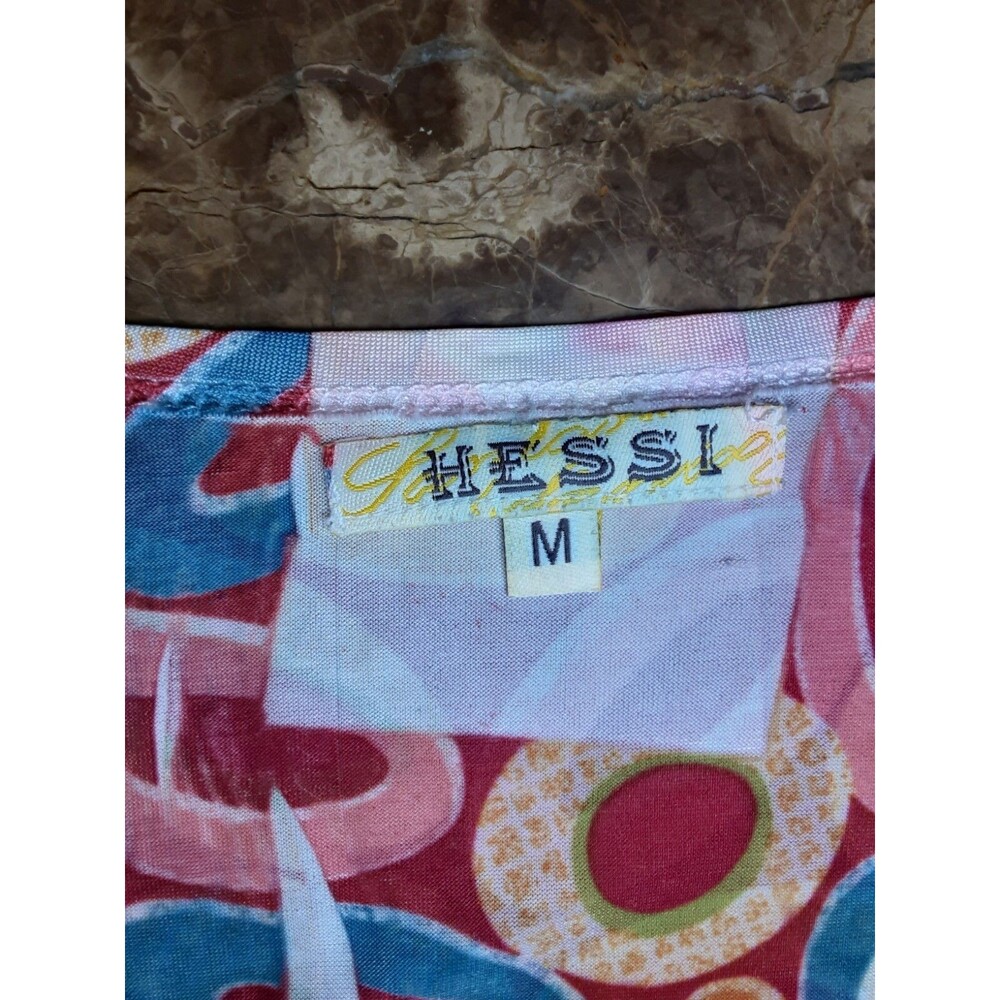 Hessi Red Tunic Top With Circle Patterns Women's … - image 4